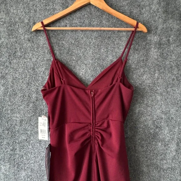 Emerald Sundae Dress Junior L Wine Ruched Spaghetti Strap Mini‎ Party Homecoming - Picture 5 of 13